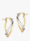 IBB 9ct Yellow and White Gold Wave Hoop Earrings