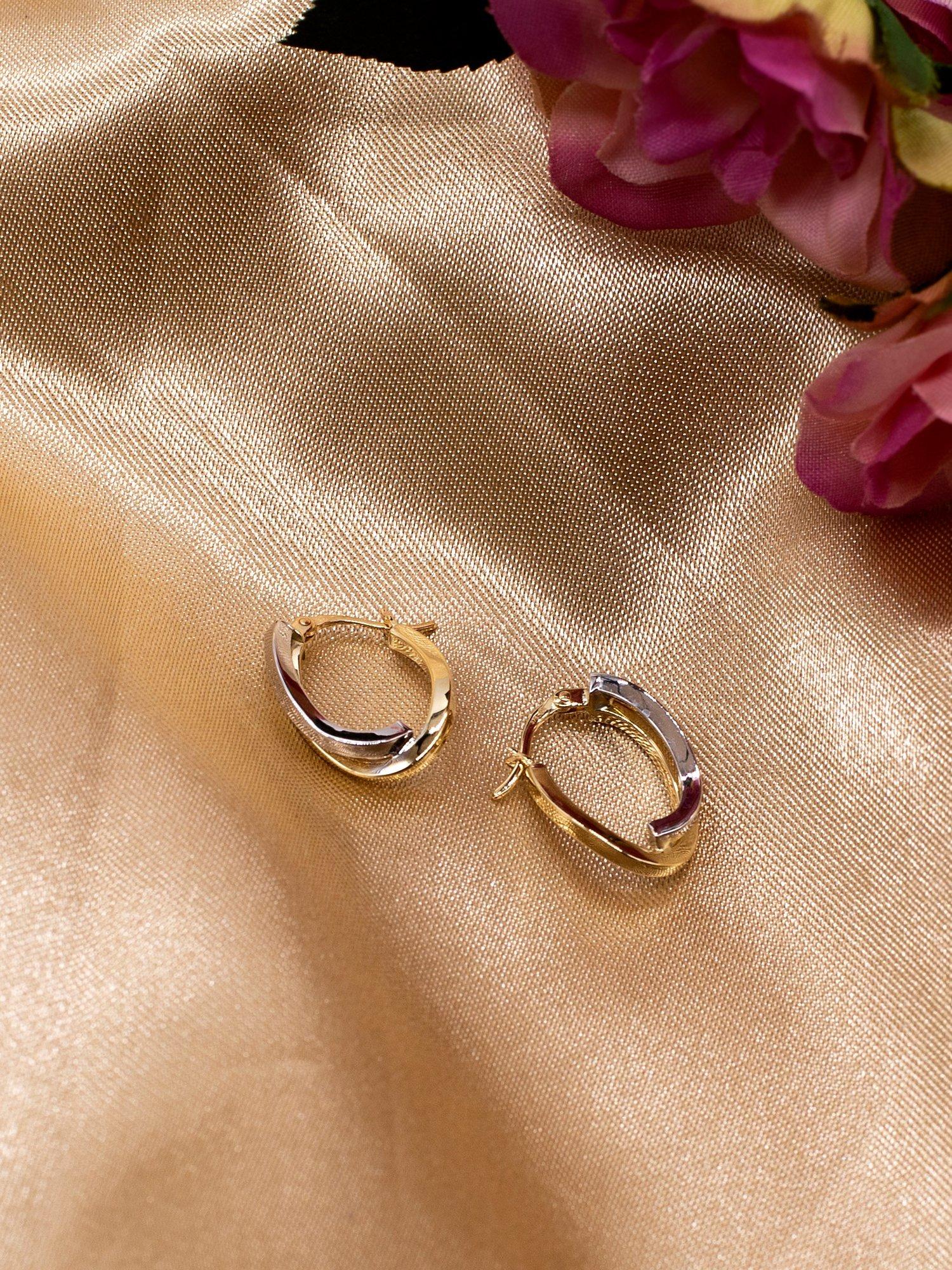 Product image 3 of 4, which shows IBB 9ct Yellow and White Gold Wave Hoop Earrings