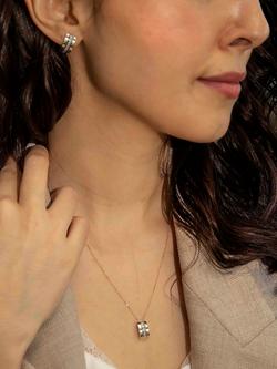 IBB 9ct Gold Cubic Zirconia Curved Pendant Necklace, Gold - view 2, Gold