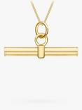 IBB 9ct Gold Round T Bar Pendant Necklace, Gold