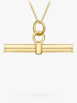 IBB 9ct Gold Round T Bar Pendant Necklace, Gold, Gold