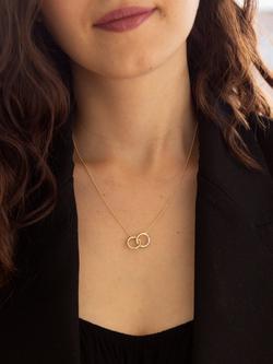 IBB 9ct Gold Linked Ring Pendant Necklace, Gold - view 2, Gold