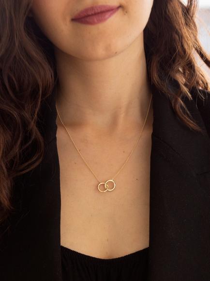 IBB 9ct Gold Linked Ring Pendant Necklace, Gold - view 2, Gold