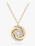 IBB 9ct Gold Cubic Zirconia Rose Pendant Necklace, Gold