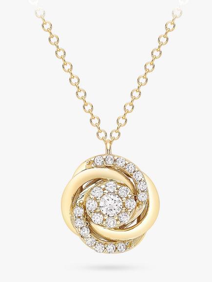 IBB 9ct Gold Cubic Zirconia Rose Pendant Necklace, Gold, Gold