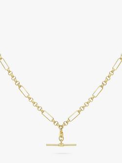 IBB 9ct Gold T-Bar Figaro Chain Necklace, Gold, Gold