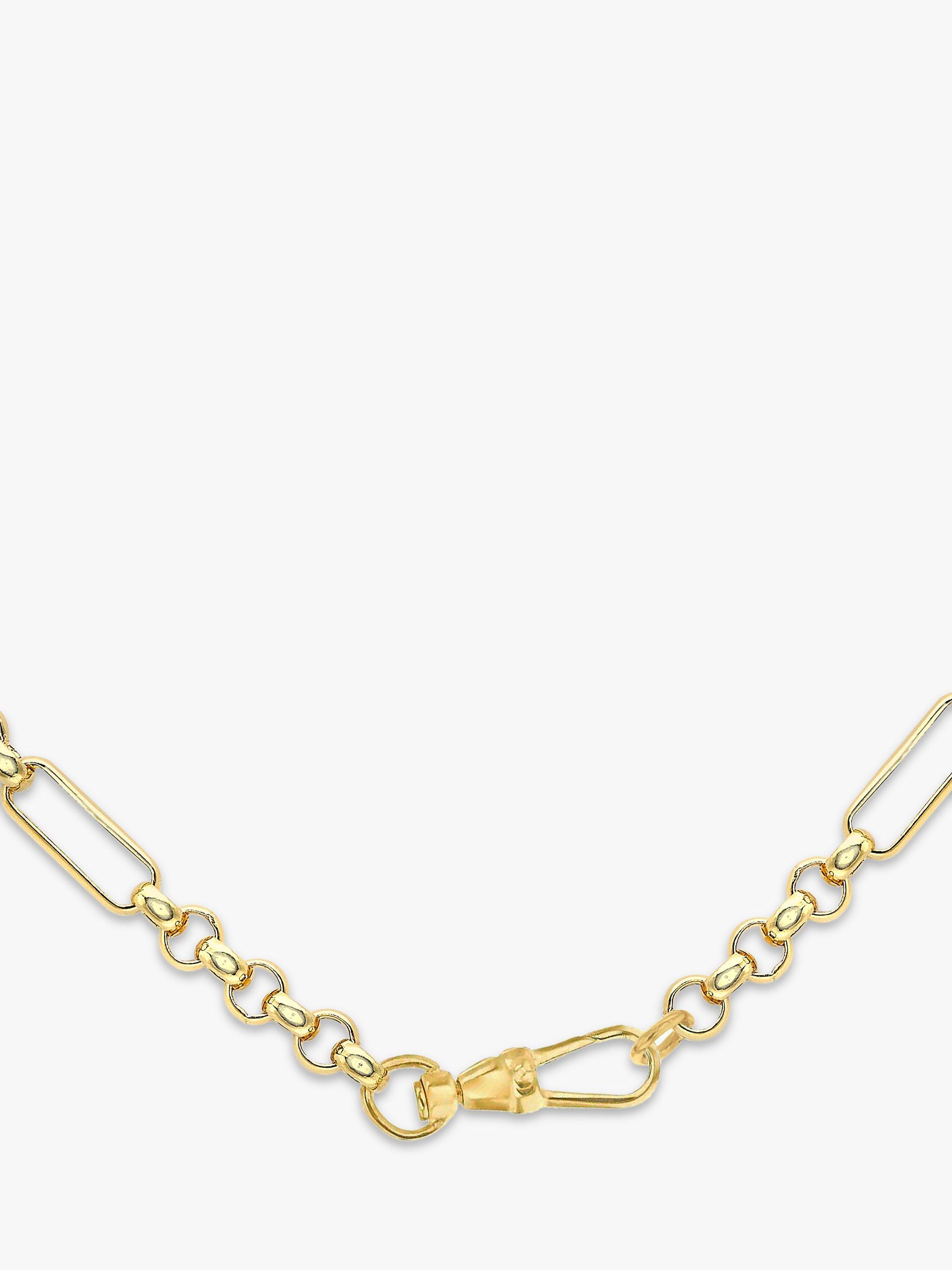 Product image 4 of 4, which shows IBB 9ct Gold T-Bar Figaro Chain Necklace, Gold