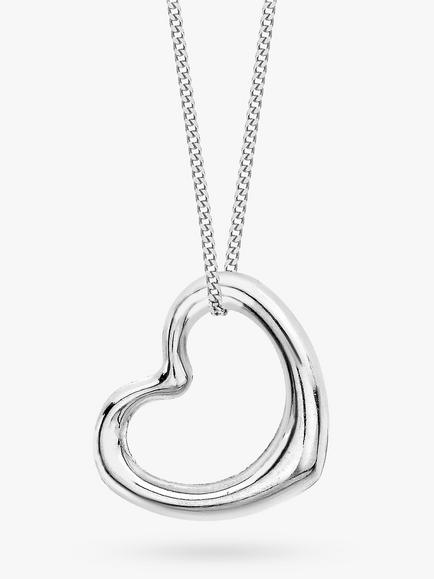 IBB 9ct White Gold Heart Pendant Necklace, Silver