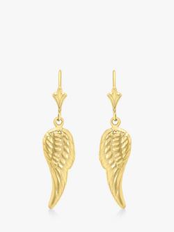 IBB 9ct Gold Angel Wing Drop Earrings, Gold, Gold