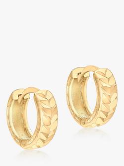 IBB 9ct Gold Diamond Cut Small Hoop Earrings, Gold, Gold