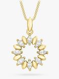 IBB 9ct Gold Marquise Cubic Zirconia Ring Pendant Necklace, Gold