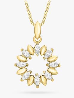 IBB 9ct Gold Marquise Cubic Zirconia Ring Pendant Necklace, Gold, Yellow Gold