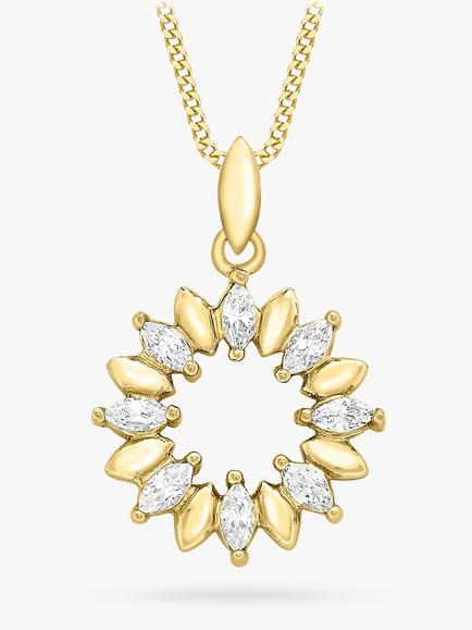 IBB 9ct Gold Marquise Cubic Zirconia Ring Pendant Necklace, Gold, Yellow Gold