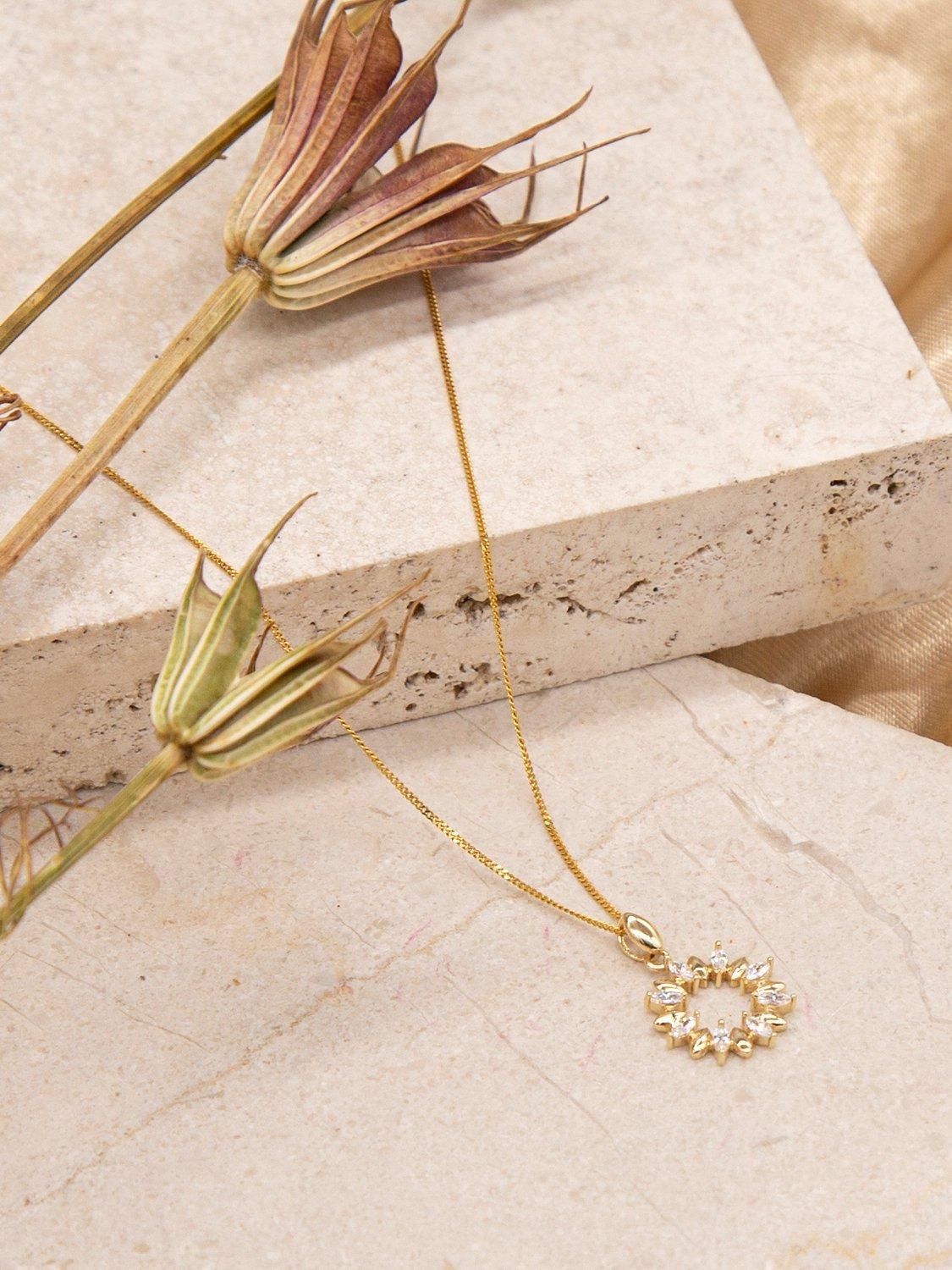 Product image 3 of 4, which shows IBB 9ct Gold Marquise Cubic Zirconia Ring Pendant Necklace, Gold
