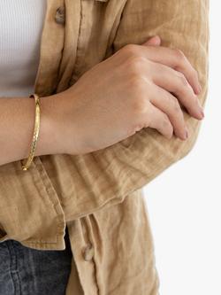 IBB 9ct Gold Diamond Cut Hinged Bangle, Gold - view 2, Gold