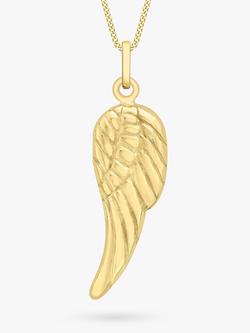 IBB 9ct Gold Angel Wing Pendant Necklace, Gold, Gold