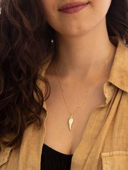 IBB 9ct Gold Angel Wing Pendant Necklace, Gold - view 2, Gold