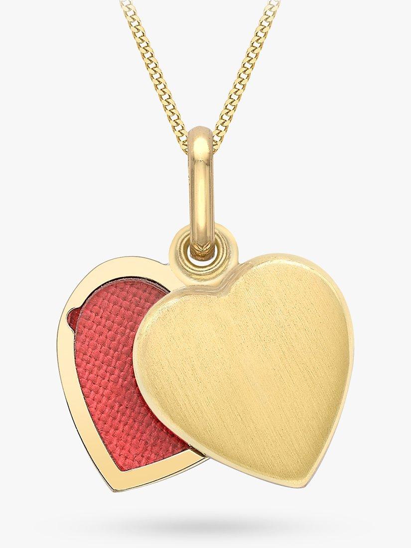 IBB 9ct Gold Brushed Heart Locket Pendant Necklace, Gold