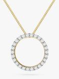 IBB 9ct Gold Cubic Zirconia Circle Pendant Necklace, Gold