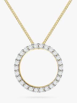 IBB 9ct Gold Cubic Zirconia Circle Pendant Necklace, Gold, Gold