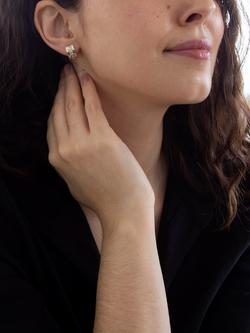 IBB 9ct Gold Cubic Zirconia Curved Stud Earrings, Gold - view 2, Gold