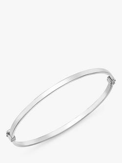 IBB 9ct White Gold Rectangular Tube Bangle, Silver