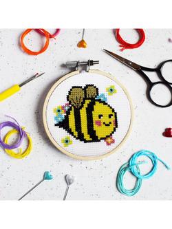 The Make Arcade Mini Floral Bee Cross Stitch Kit, 