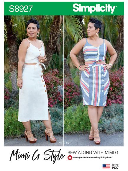 Simplicity Women's Mimi G Style Crop Top and Skirt Sewing Pattern, 8927, 