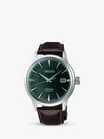 Seiko SRPD37J1 Men's Presage Automatic Date Leather Strap Watch, Black/Green