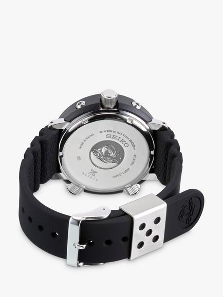 Seiko SNJ025P1 Men's Prospex Arnie Solar Date Silicone Strap Watch, Black - view 2, Black