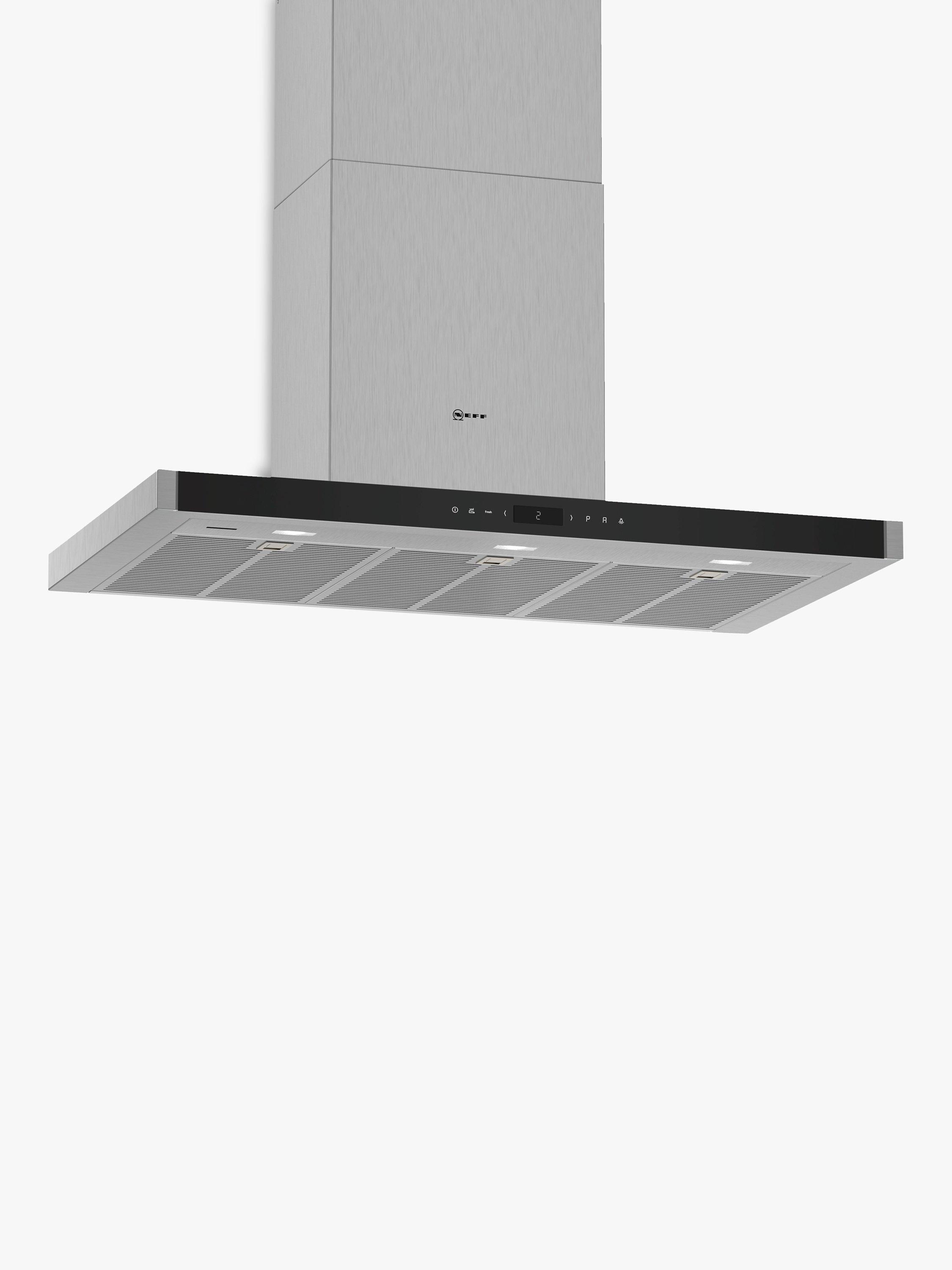 Neff D96BMV5N5B Wall-Mounted Wi-Fi Box Chimney Cooker Hood, 90cm, Grey/Stainless Steel