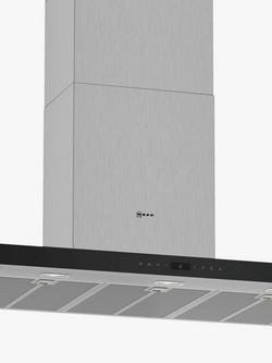 Neff N70 D95BMP5N0B Wall-Mounted Box Chimney Cooker Hood, 90cm, Grey/Stainless Steel, Grey/Stainless Steel