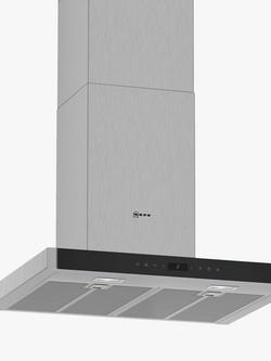 Neff N70 D65BMP5N0B Wall-Mounted Box Chimney Cooker Hood, 60cm, Grey/Stainless Steel, Grey/Stainless Steel