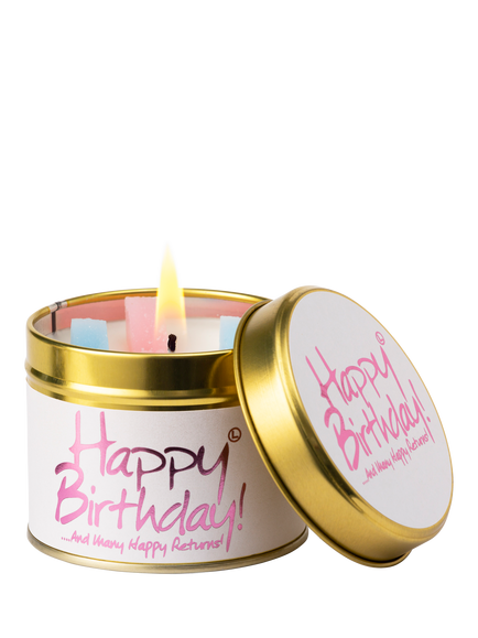 Lily-flame Happy Birthday Scented Tin Candle, 230g - view 2, Blue