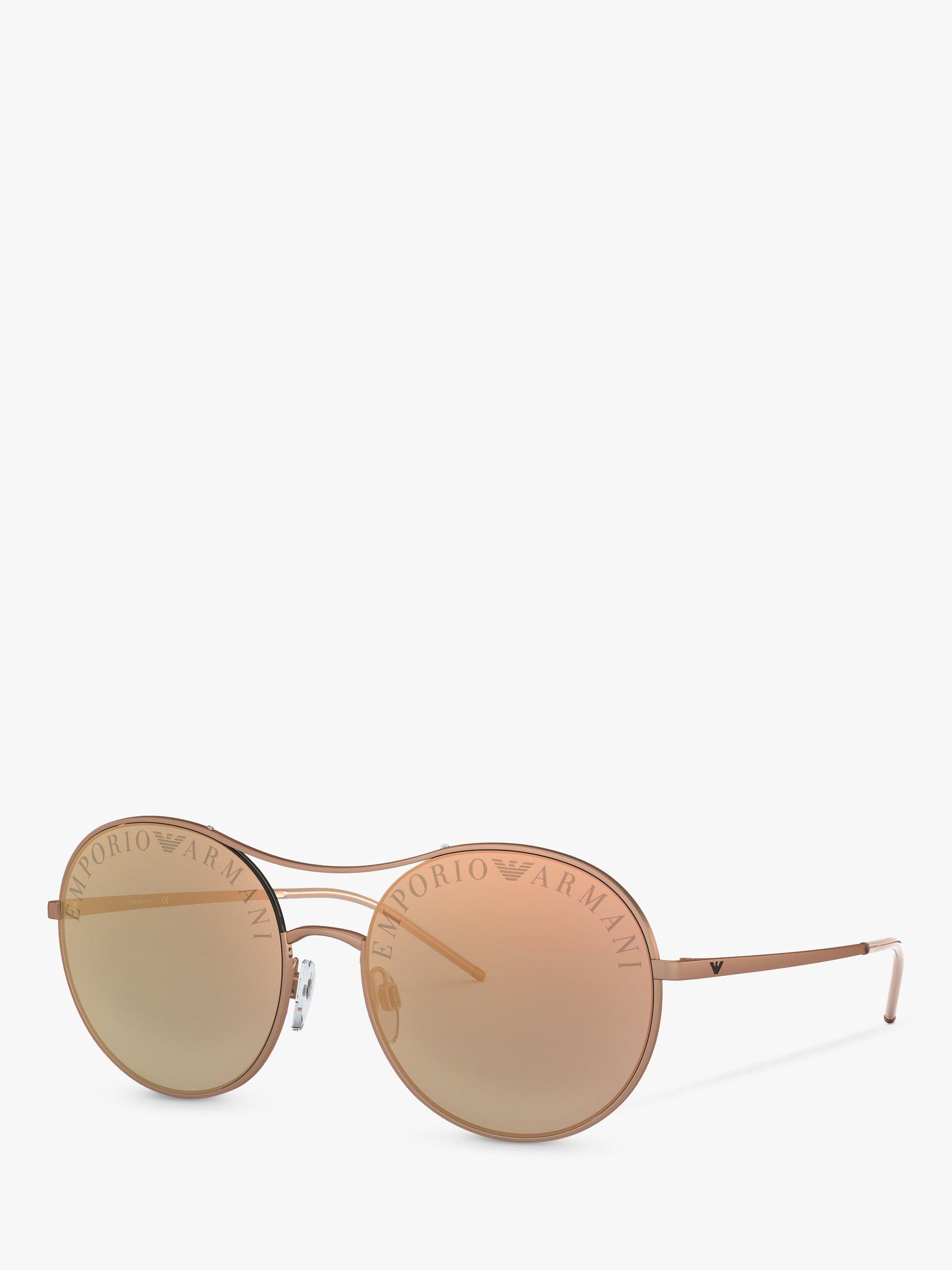 Emporio Armani EA2081 Women's Round Sunglasses, Gold/Black