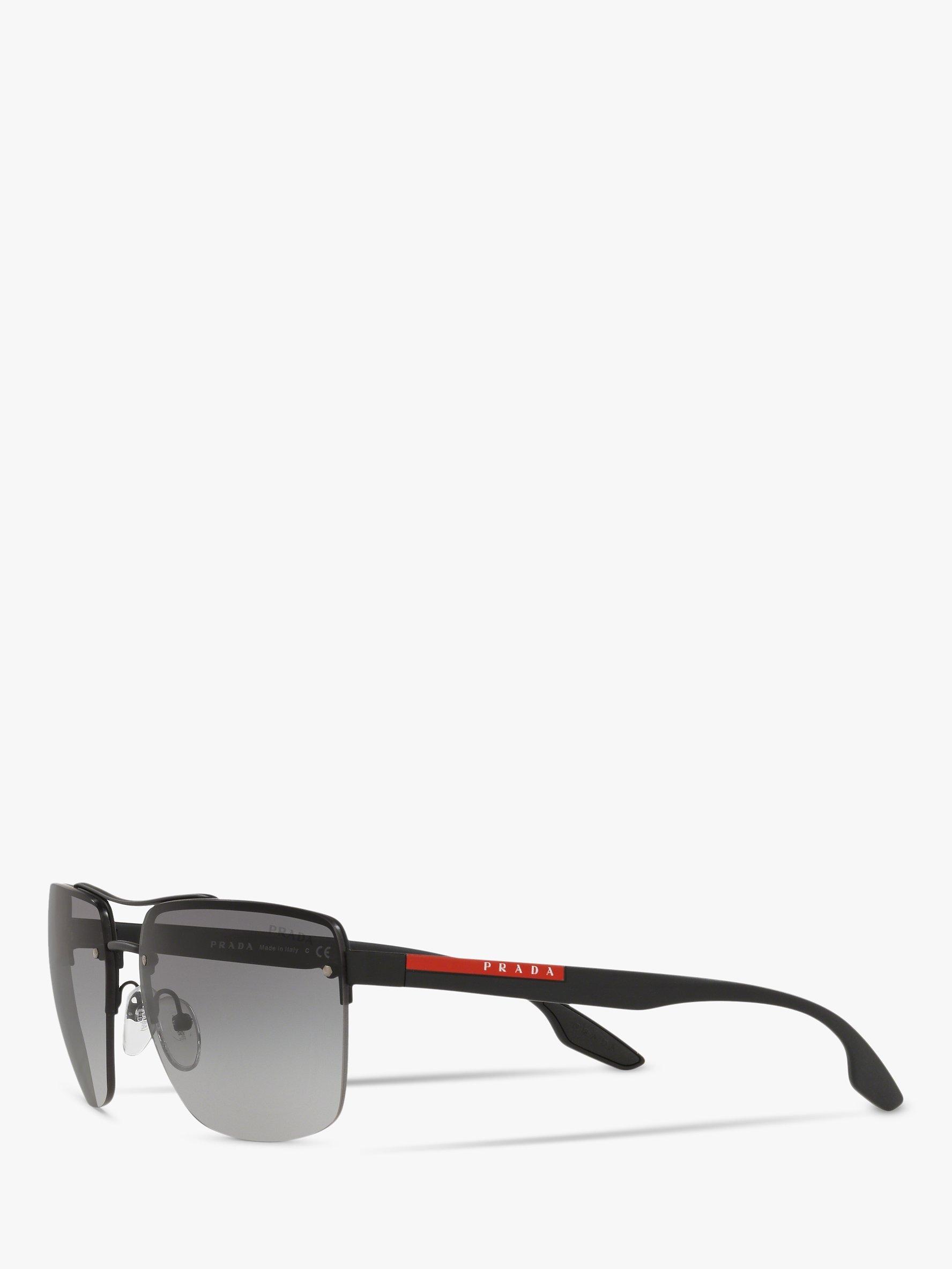 Product image 2 of 11, which shows Prada Linea Rossa PS 60US Men's Square Sunglasses, Black/Grey