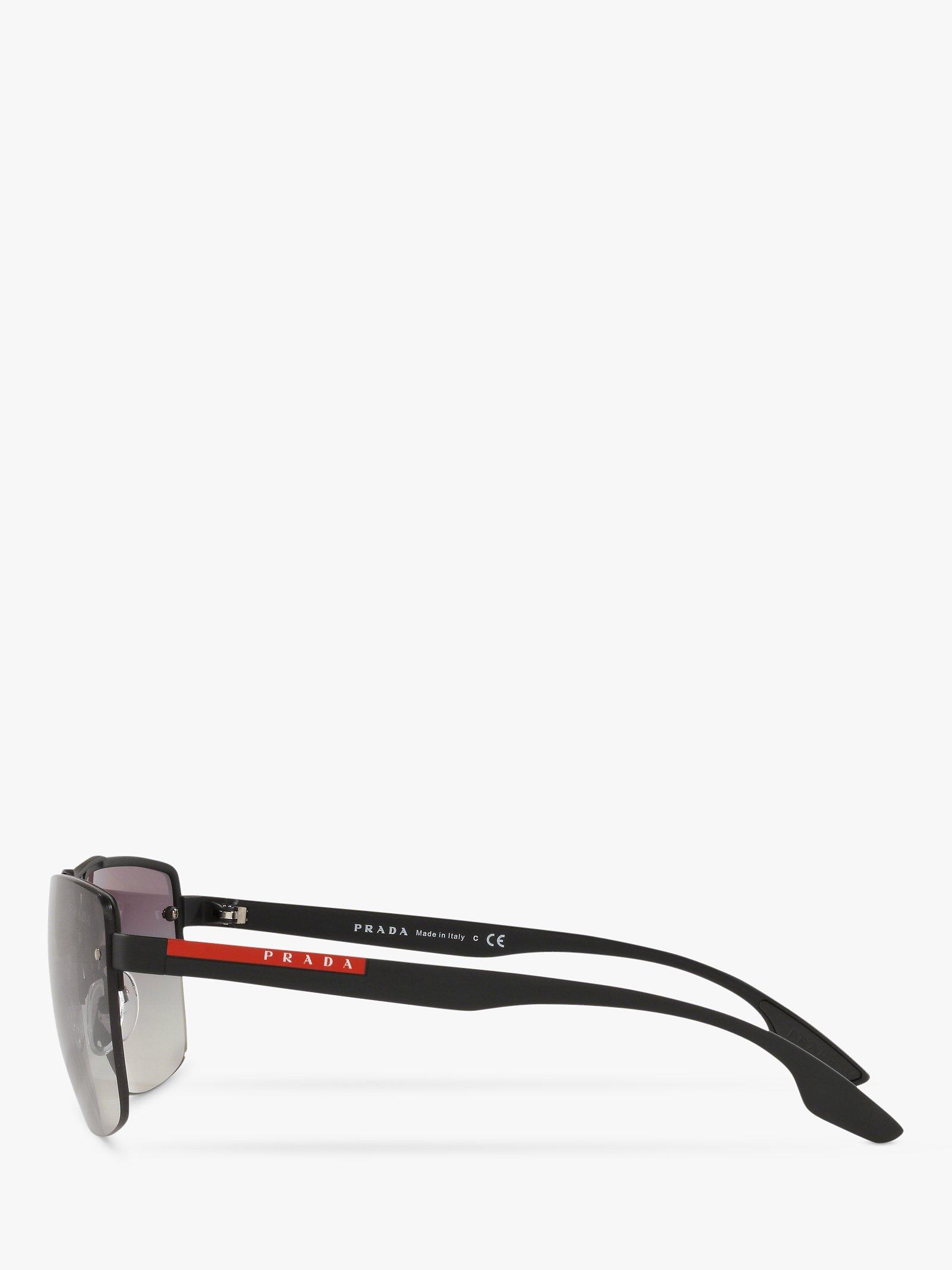 Product image 4 of 11, which shows Prada Linea Rossa PS 60US Men's Square Sunglasses, Black/Grey