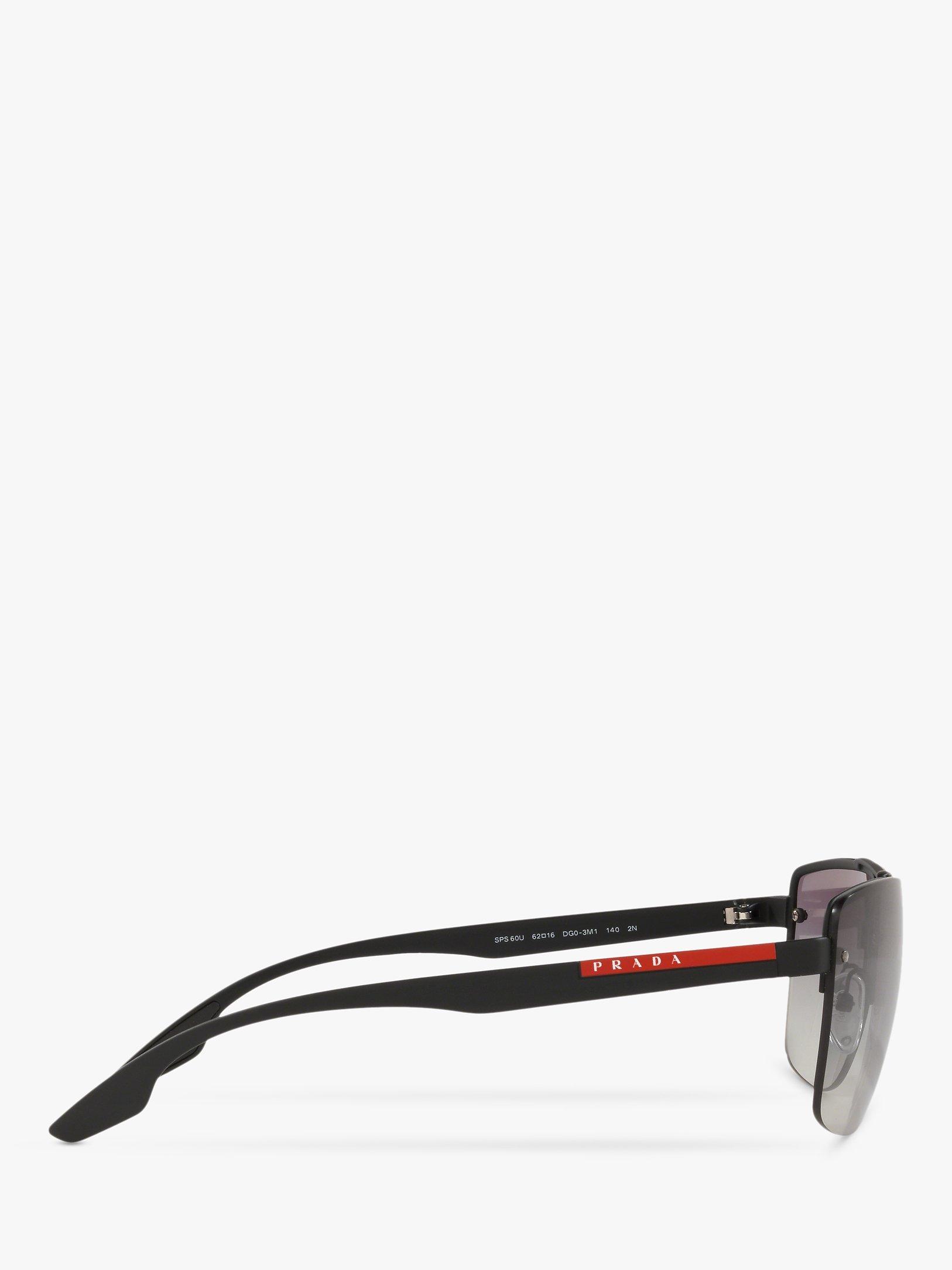 Product image 10 of 11, which shows Prada Linea Rossa PS 60US Men's Square Sunglasses, Black/Grey