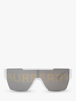 Burberry BE4291 Men's Rectangular Sunglasses - view 2, White/Silver