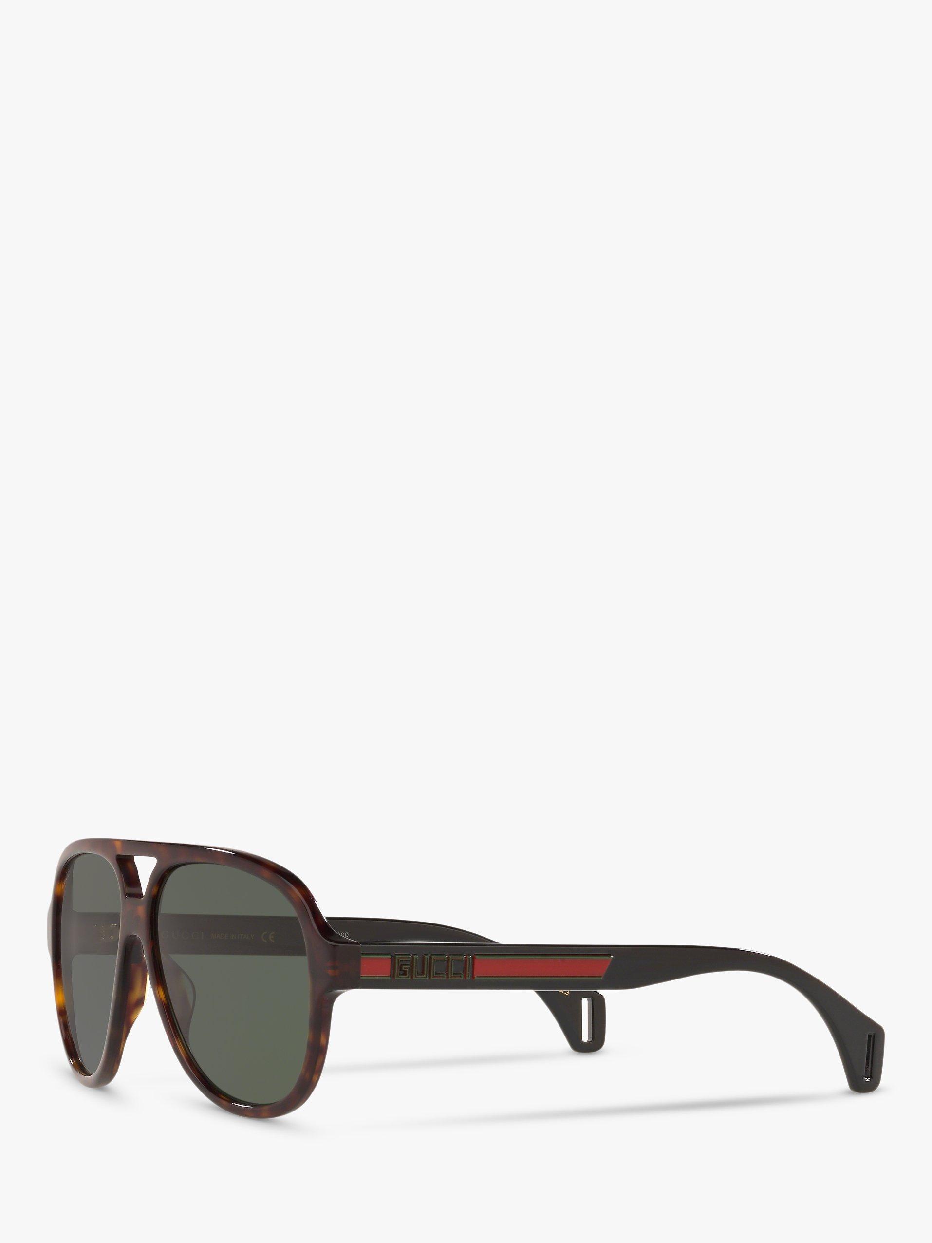 Gucci GG0463S Men's Aviator Sunglasses, Brown/Green