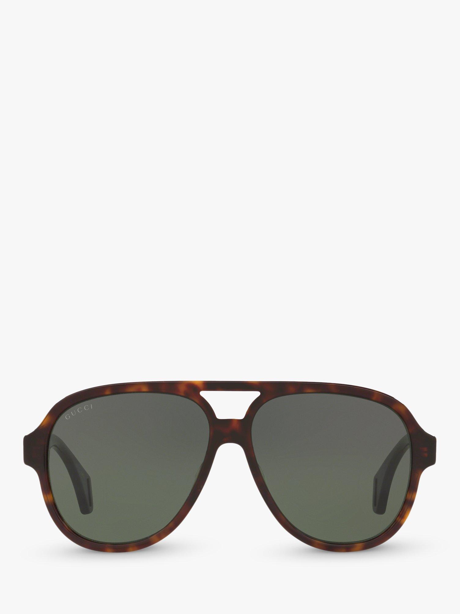 Gucci GG0463S Men's Aviator Sunglasses, Brown/Green