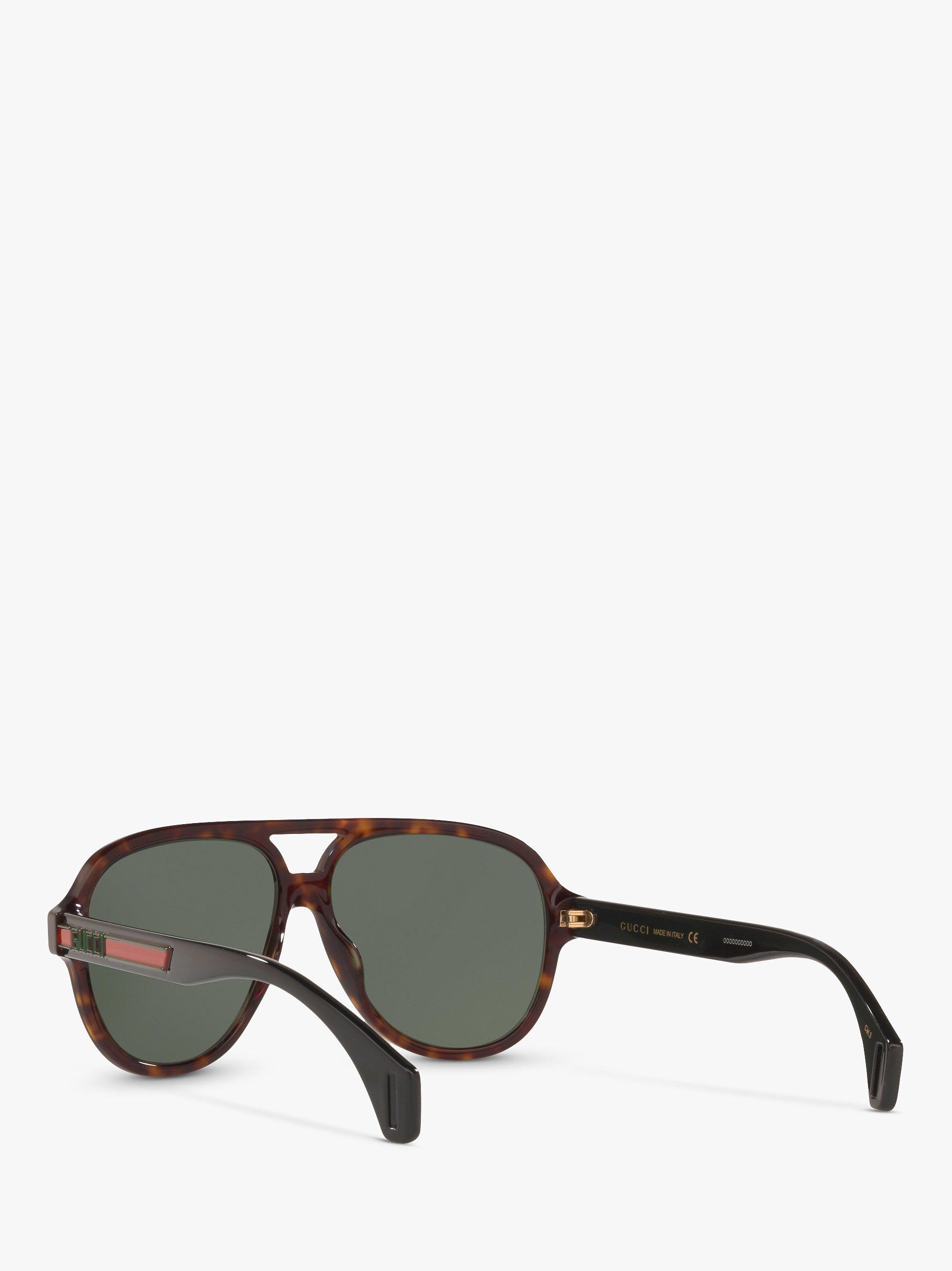 Gucci GG0463S Men's Aviator Sunglasses, Brown/Green