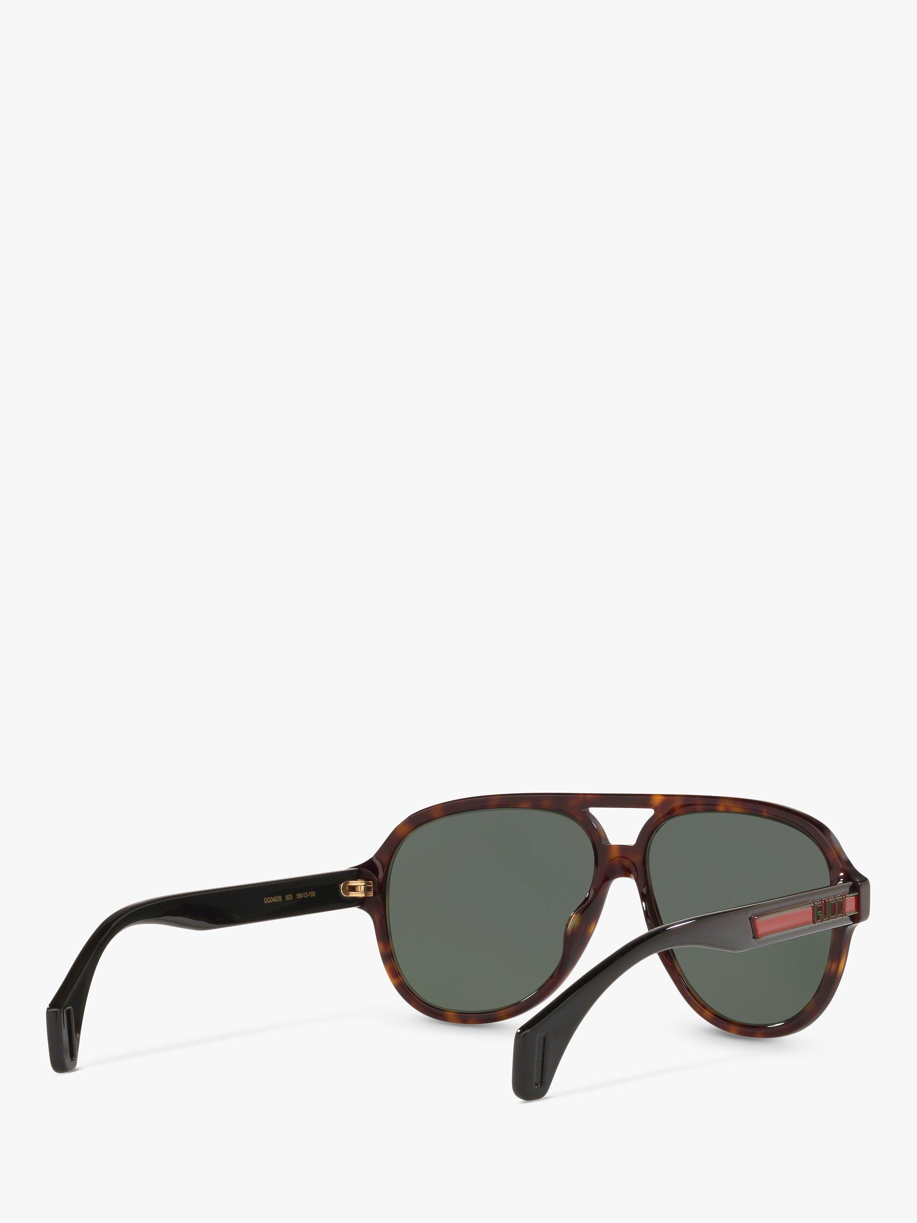 Gucci GG0463S Men's Aviator Sunglasses, Brown/Green