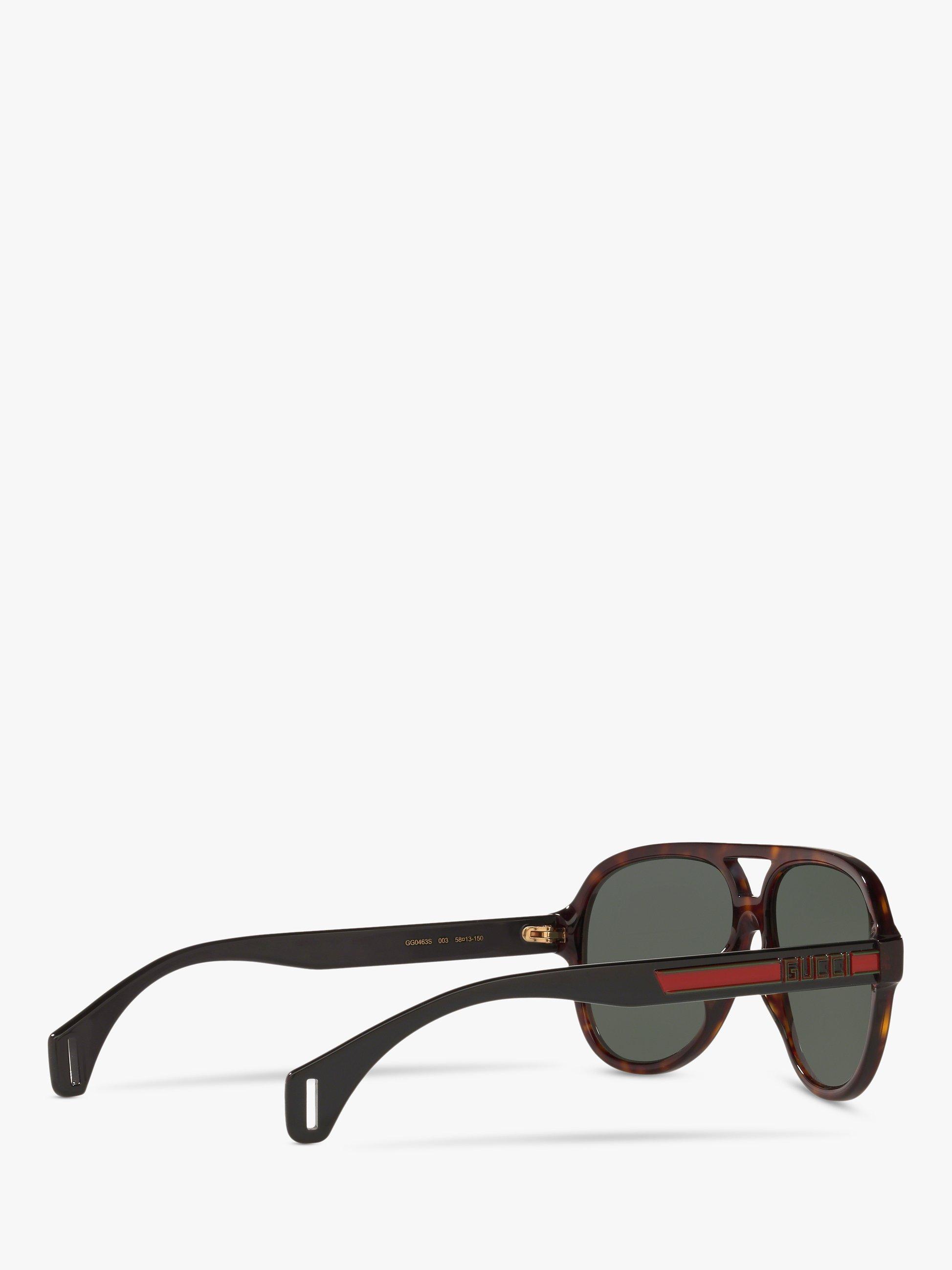 Gucci GG0463S Men's Aviator Sunglasses, Brown/Green