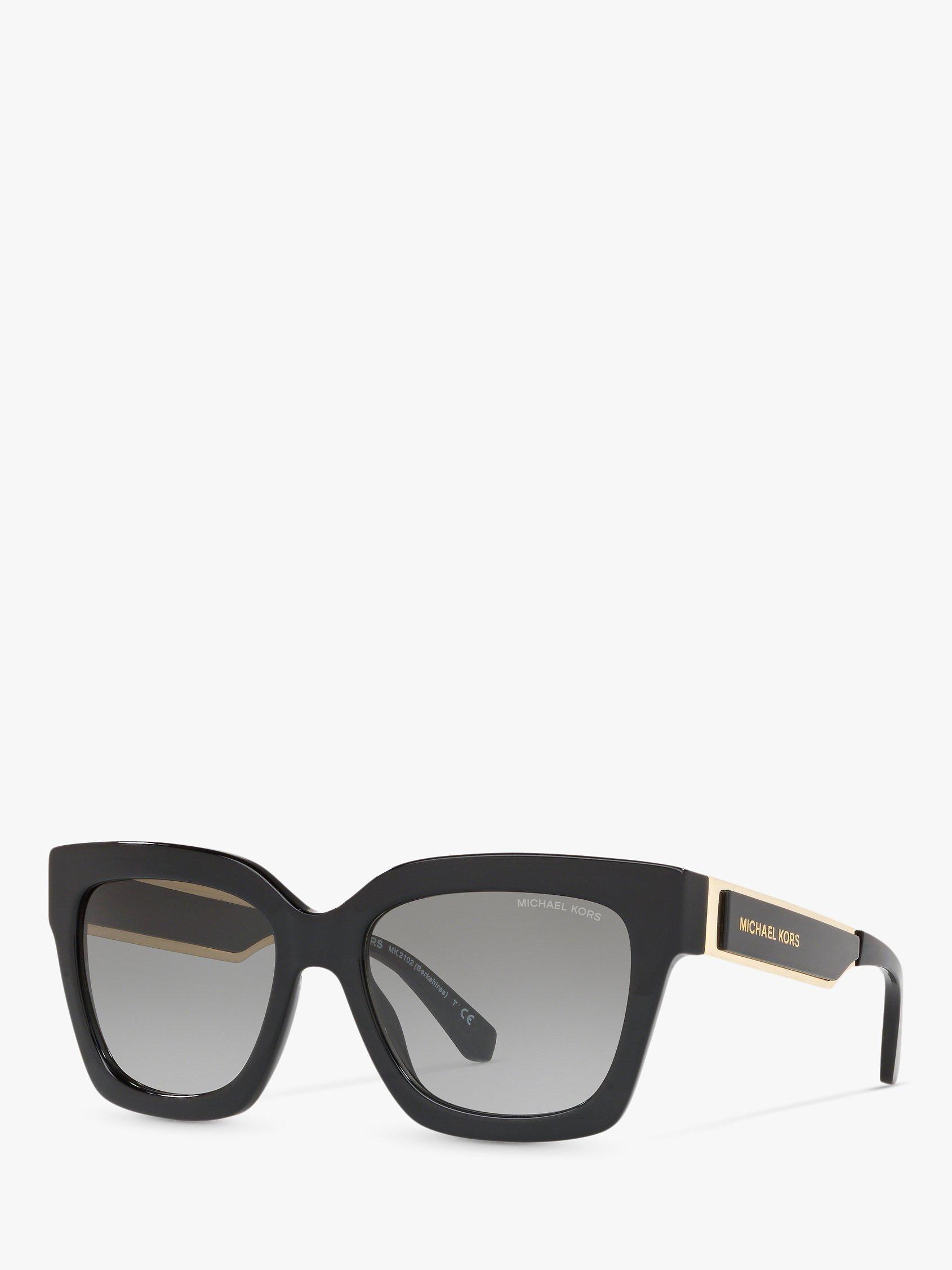 Michael Kors MK2102 Women's Berkshires Square Sunglasses, Black/Grey Gradient