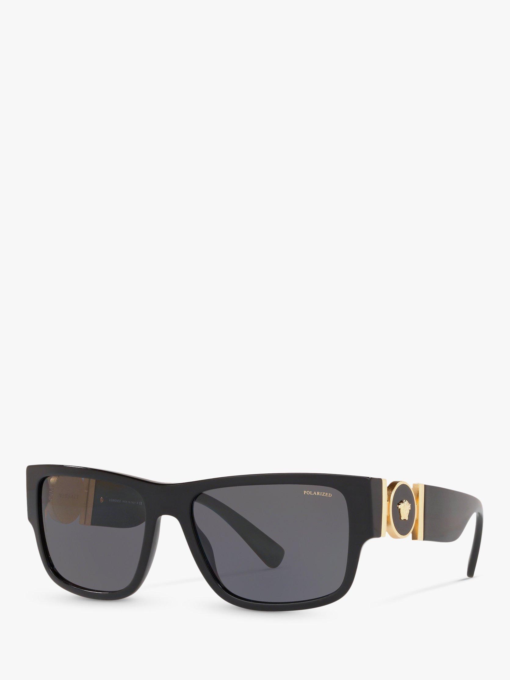 Product image 1 of 11, which shows Versace VE4369 Women's Polarised Square Sunglasses, Black/Grey