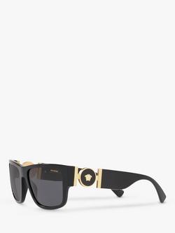 Versace VE4369 Women's Polarised Square Sunglasses, Black/Grey - view 2, Black/Grey