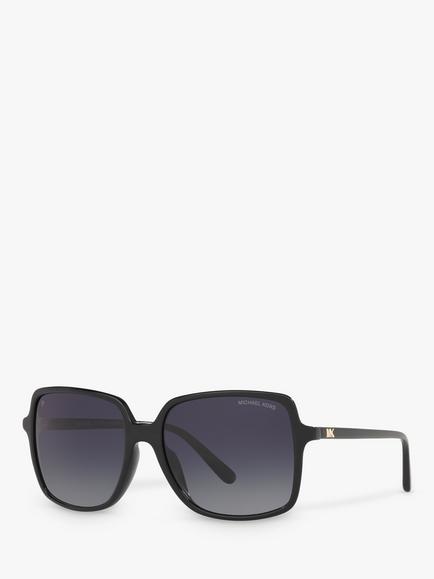 Michael Kors MK2098U Women's Isle of Palms Polarised Square Sunglasses, Black/Grey Gradient, Black/Grey Gradient