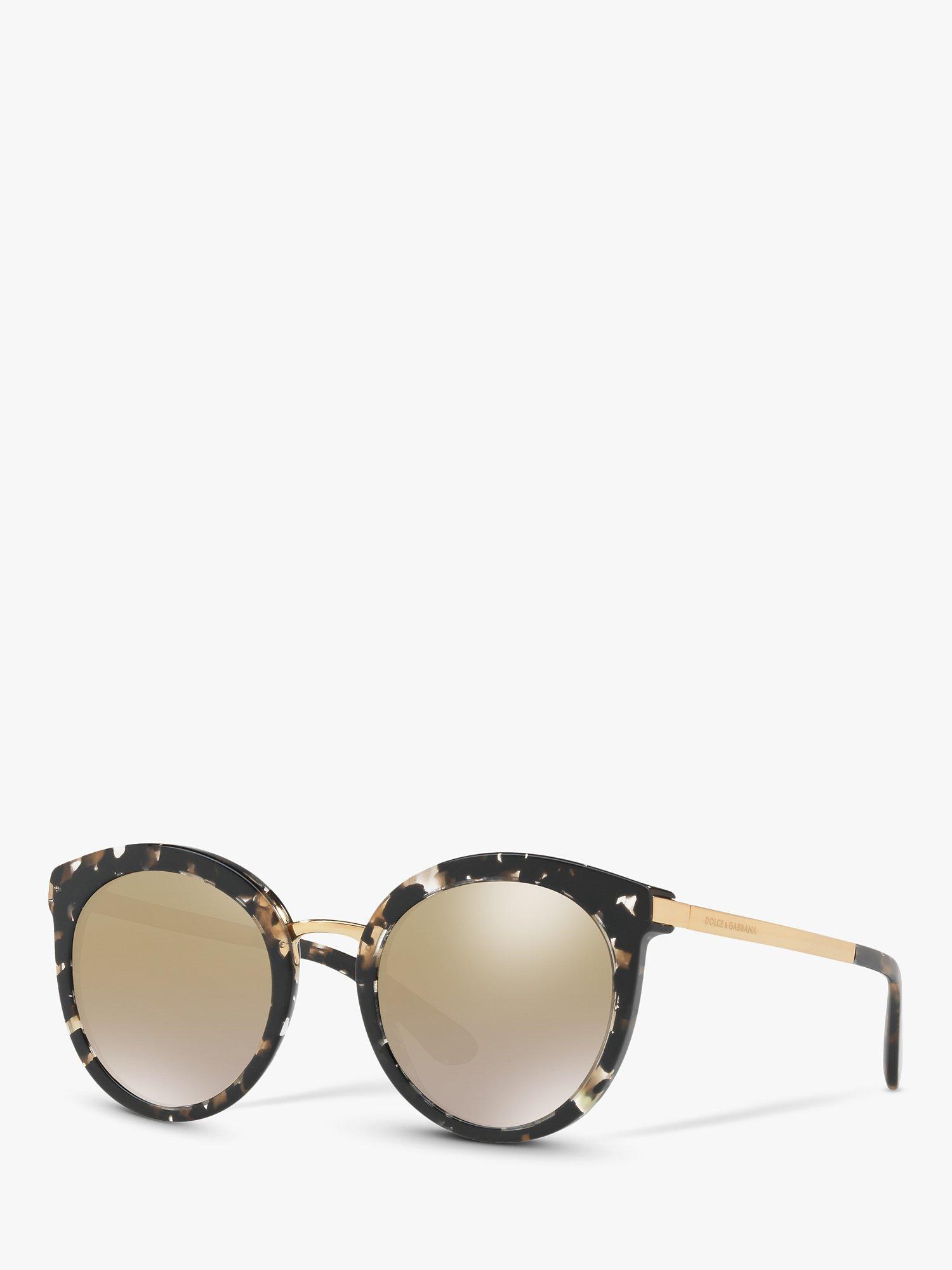 Dolce Gabbana DG4268 Women s Round Sunglasses Black Mirror Gold