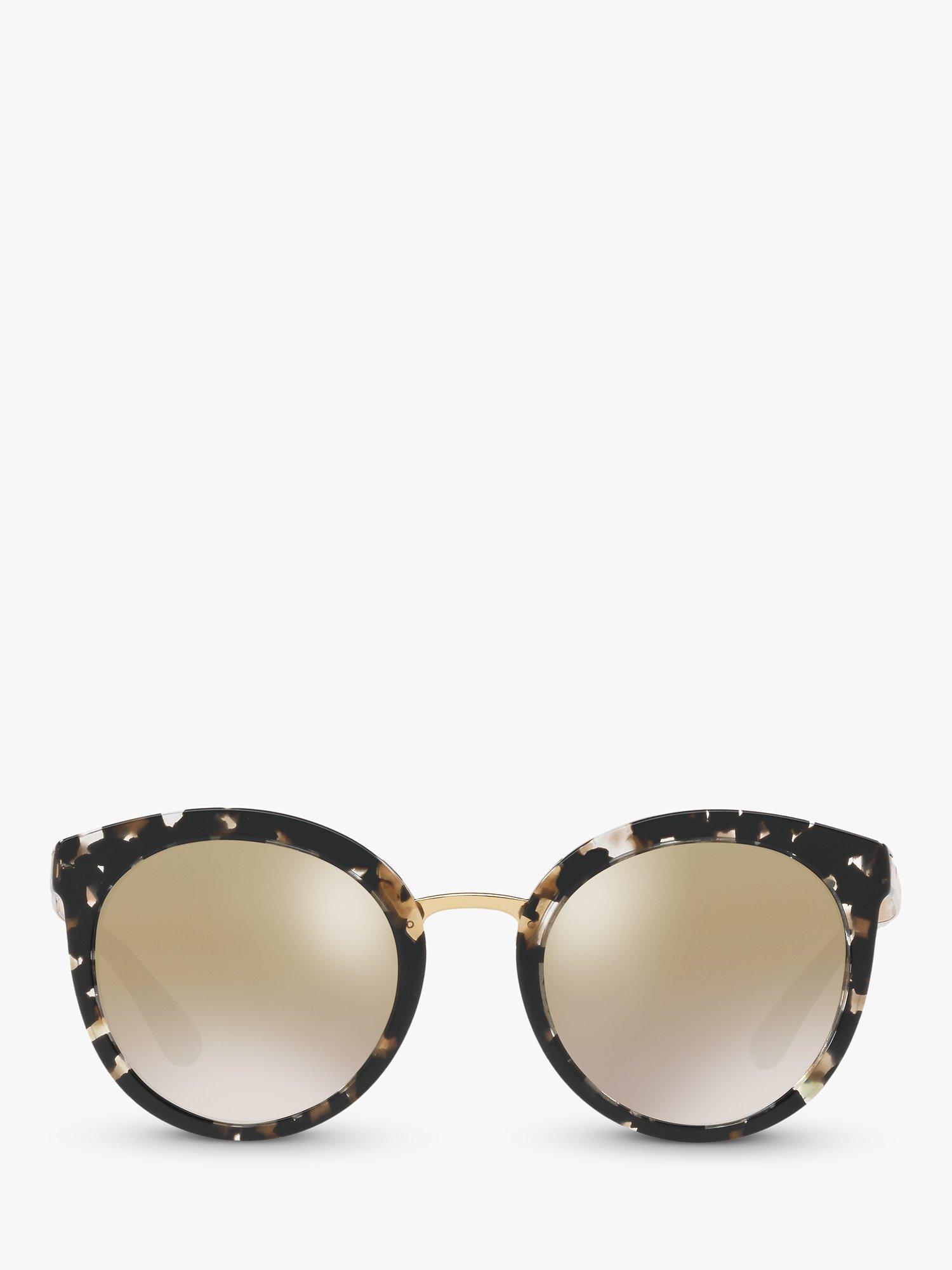 Dolce Gabbana DG4268 Women s Round Sunglasses Black Mirror Gold